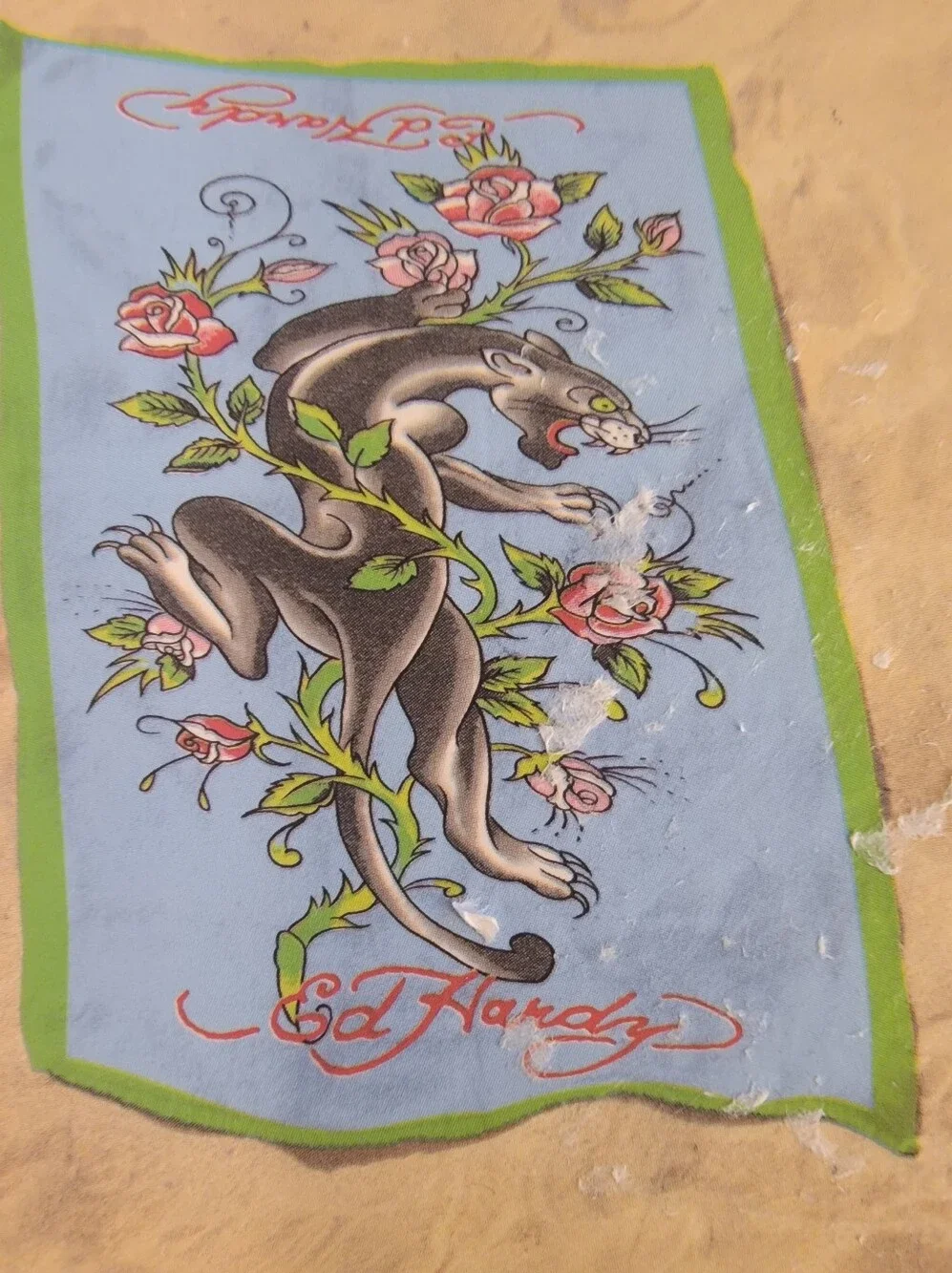 🆕️🐈‍⬛️ED HARDY Oversized Black Panther and Roses Beach Towel 36